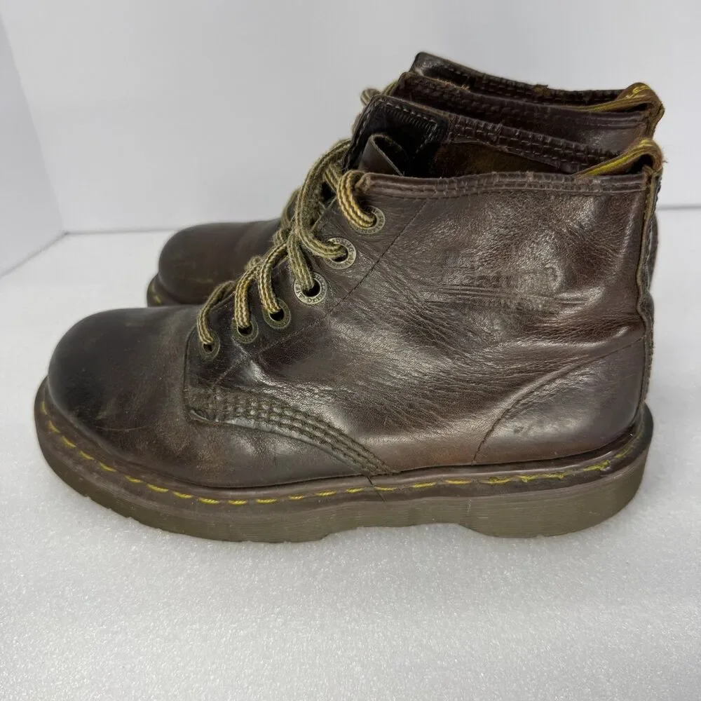 Vintage Dr Martens Leather Boots Brown Mens Size 6 Made in England 90s 6 Eyelet